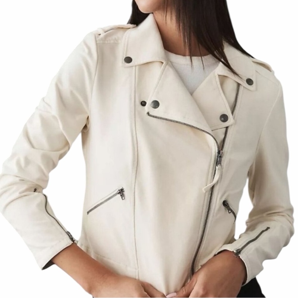 Marrakech Jaxon Knit Moto Jacket Cream White‎ Petite M - Picture 4 of 6